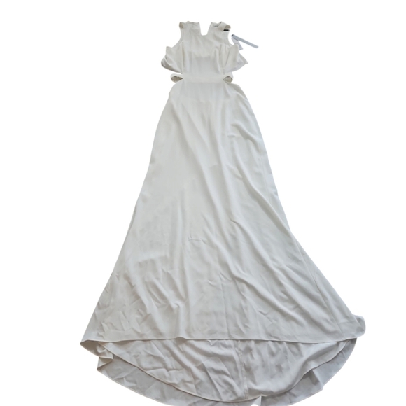 New Halston Heritage Dress Sleevless Cutout Crepe Ivory Gown Sz 2 - Picture 4 of 11